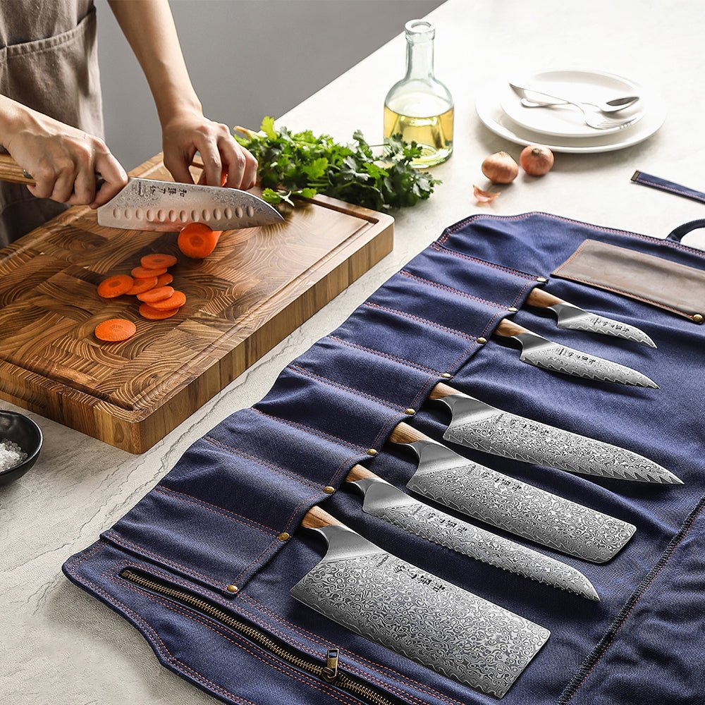 Canvas & Leather 8 - Slot Knife Roll - Xinzuo Australia