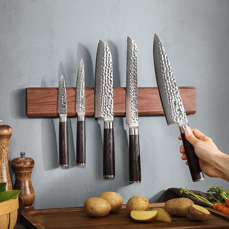 HEZHEN 40cm Walnut Magnetic Knife Holder / Strip - Xinzuo Australia