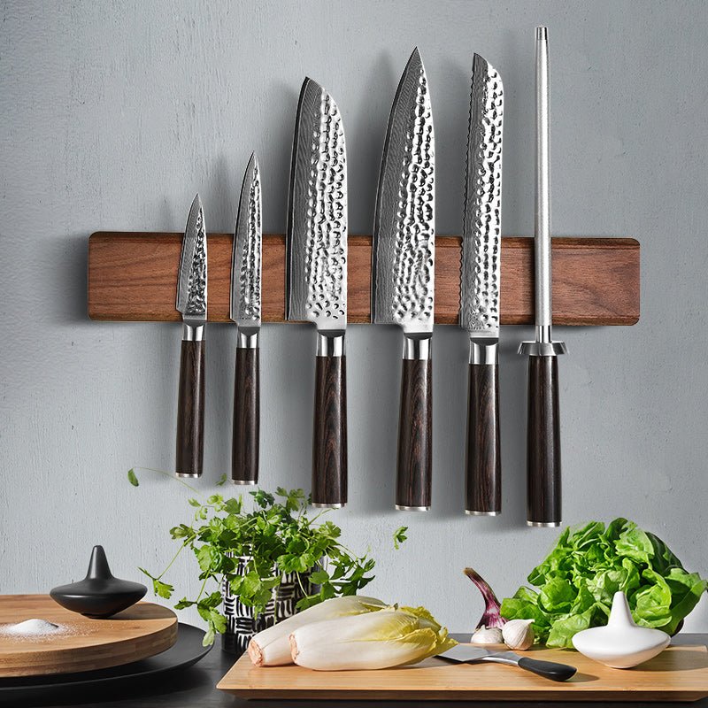 HEZHEN 40cm Walnut Magnetic Knife Holder / Strip - Xinzuo Australia